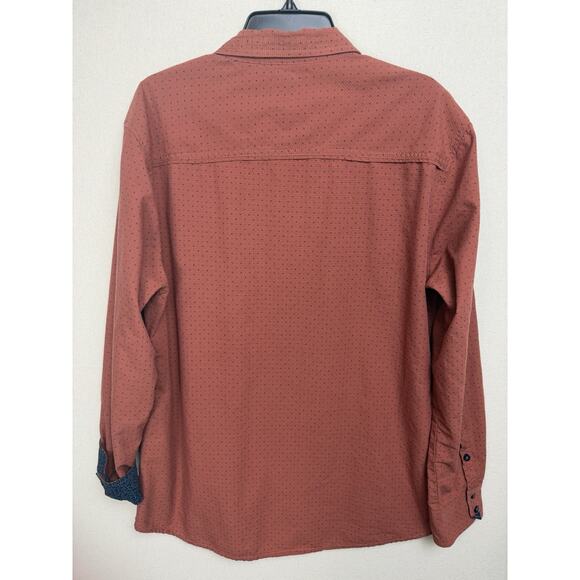 JB Holt Men's Long Sleeve Standard Fit Size XL Brown Navy Blue Flip Cuff - Picture 11 of 14